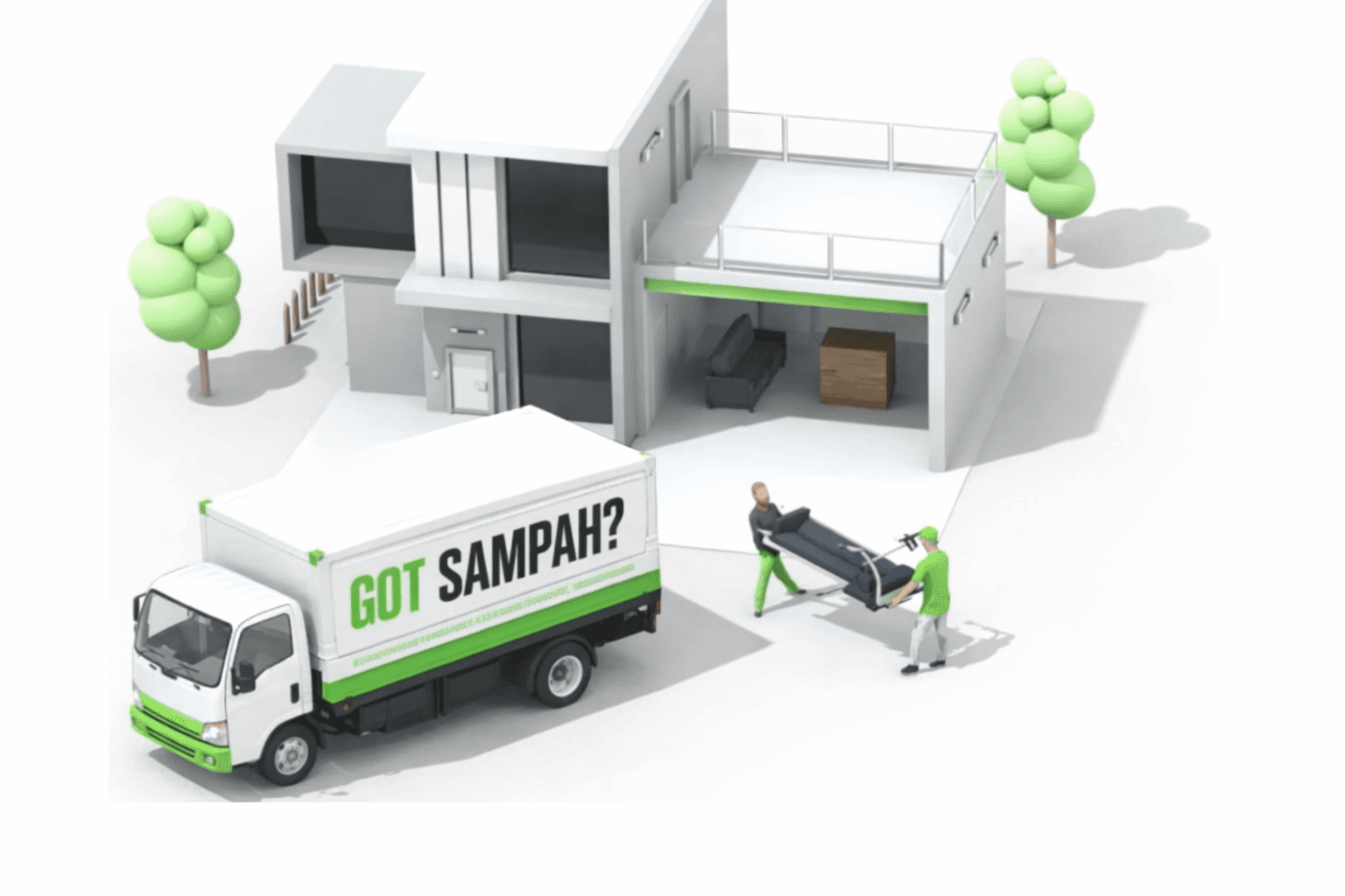 Got Sampah team hauling junk from your property—truck, house, and heavy lifting